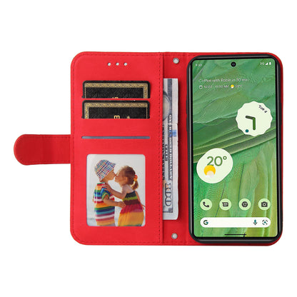 For Google Pixel 7 5G Anti-Scratch Phone Stand Case Wallet Imprinted Lines Stand Skin-touch Leather Cover
