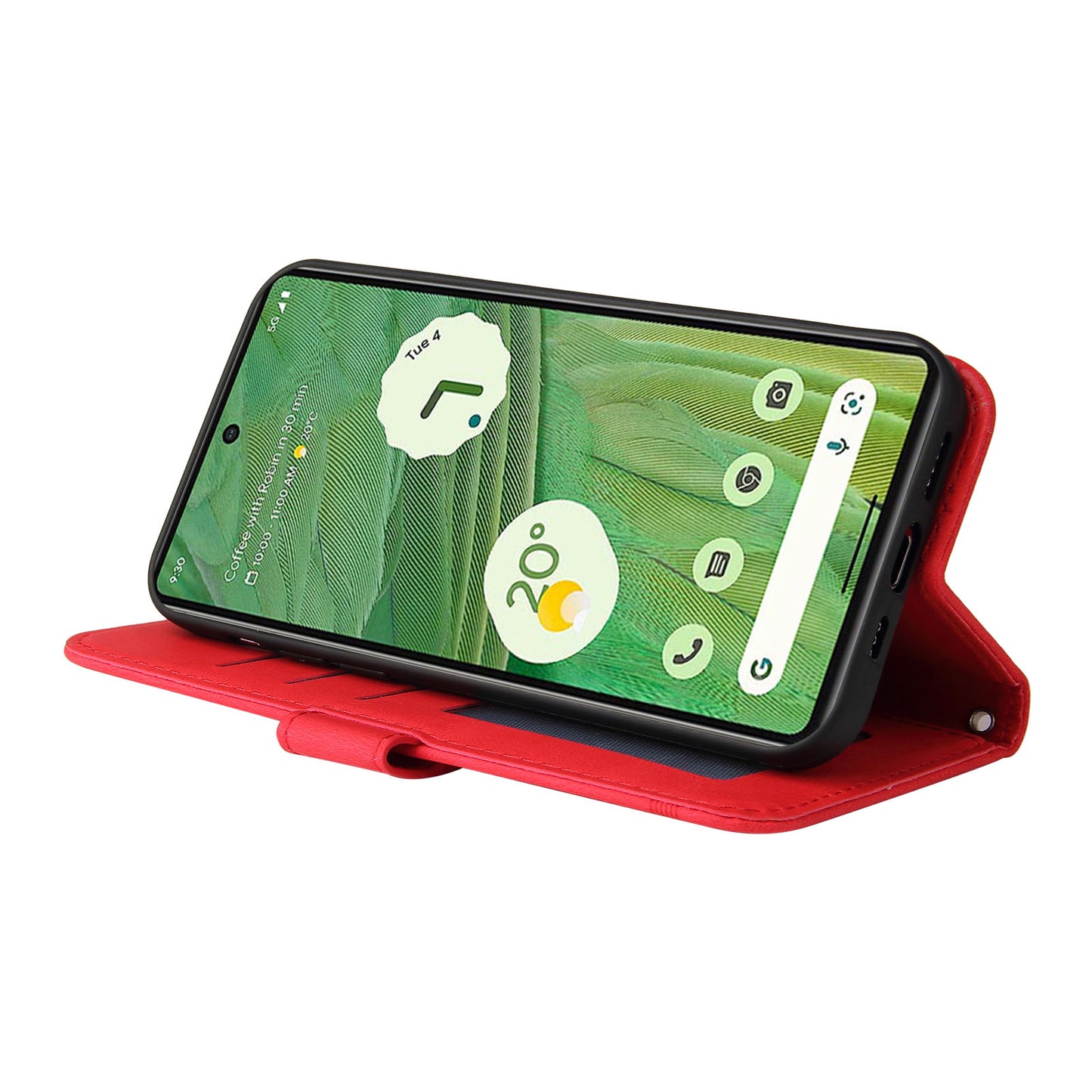 For Google Pixel 7 5G Anti-Scratch Phone Stand Case Wallet Imprinted Lines Stand Skin-touch Leather Cover