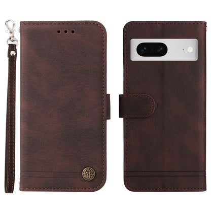For Google Pixel 7 5G Anti-Scratch Phone Stand Case Wallet Imprinted Lines Stand Skin-touch Leather Cover