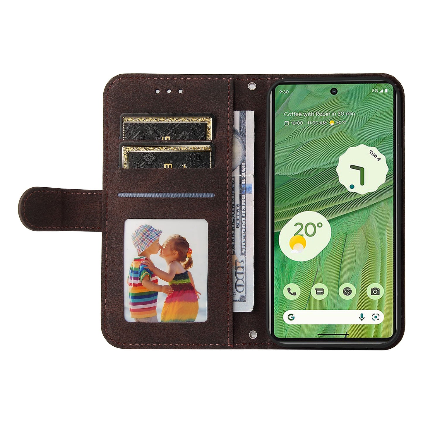 For Google Pixel 7 5G Anti-Scratch Phone Stand Case Wallet Imprinted Lines Stand Skin-touch Leather Cover