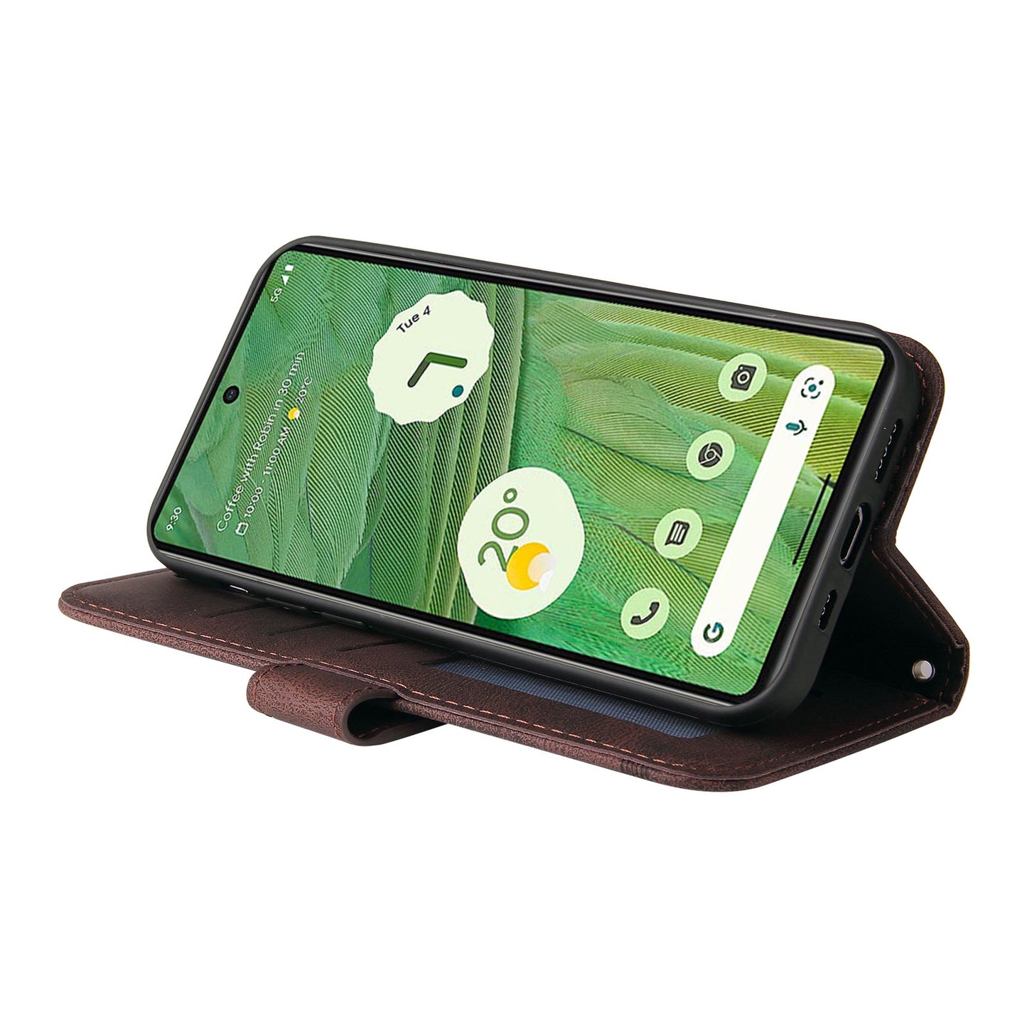 For Google Pixel 7 5G Anti-Scratch Phone Stand Case Wallet Imprinted Lines Stand Skin-touch Leather Cover