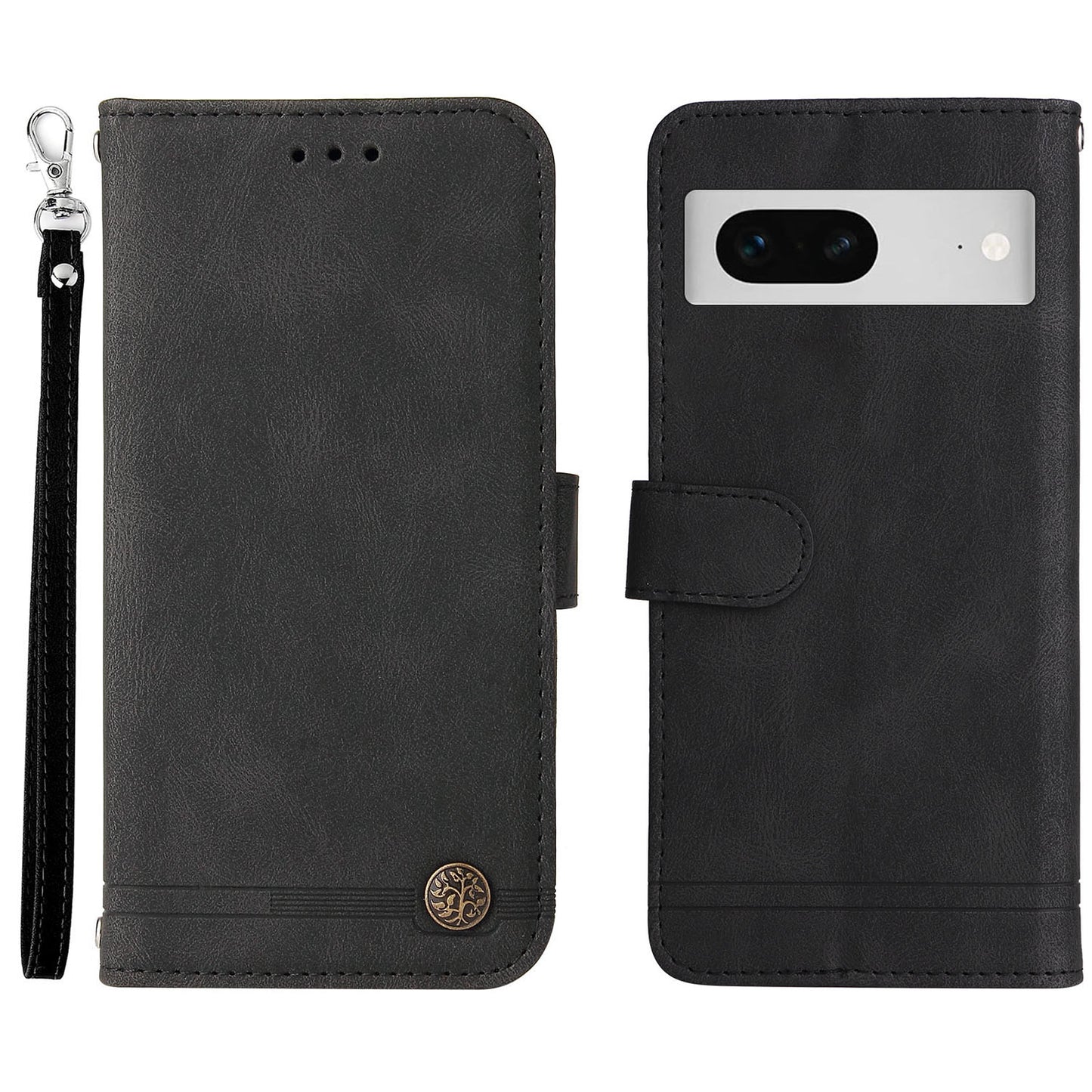 For Google Pixel 7 5G Anti-Scratch Phone Stand Case Wallet Imprinted Lines Stand Skin-touch Leather Cover