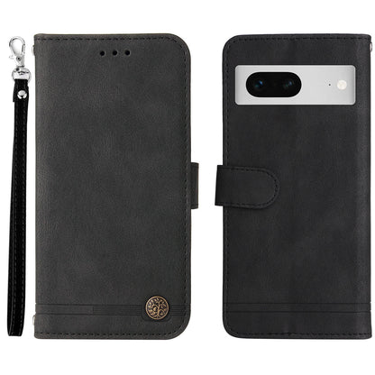 For Google Pixel 7 5G Anti-Scratch Phone Stand Case Wallet Imprinted Lines Stand Skin-touch Leather Cover