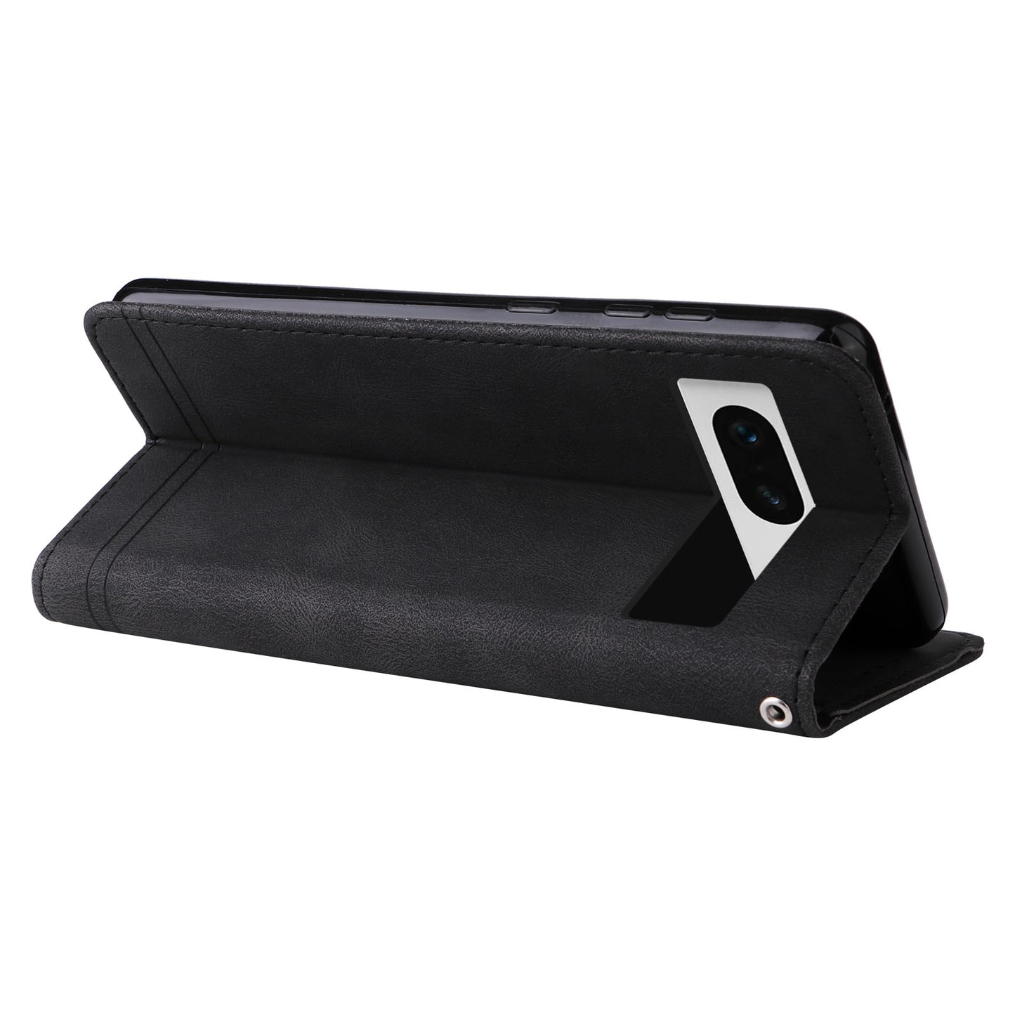 For Google Pixel 7 5G Anti-Scratch Phone Stand Case Wallet Imprinted Lines Stand Skin-touch Leather Cover