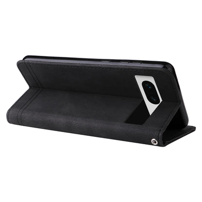 For Google Pixel 7 5G Anti-Scratch Phone Stand Case Wallet Imprinted Lines Stand Skin-touch Leather Cover