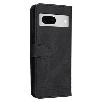 For Google Pixel 7 5G Anti-Scratch Phone Stand Case Wallet Imprinted Lines Stand Skin-touch Leather Cover