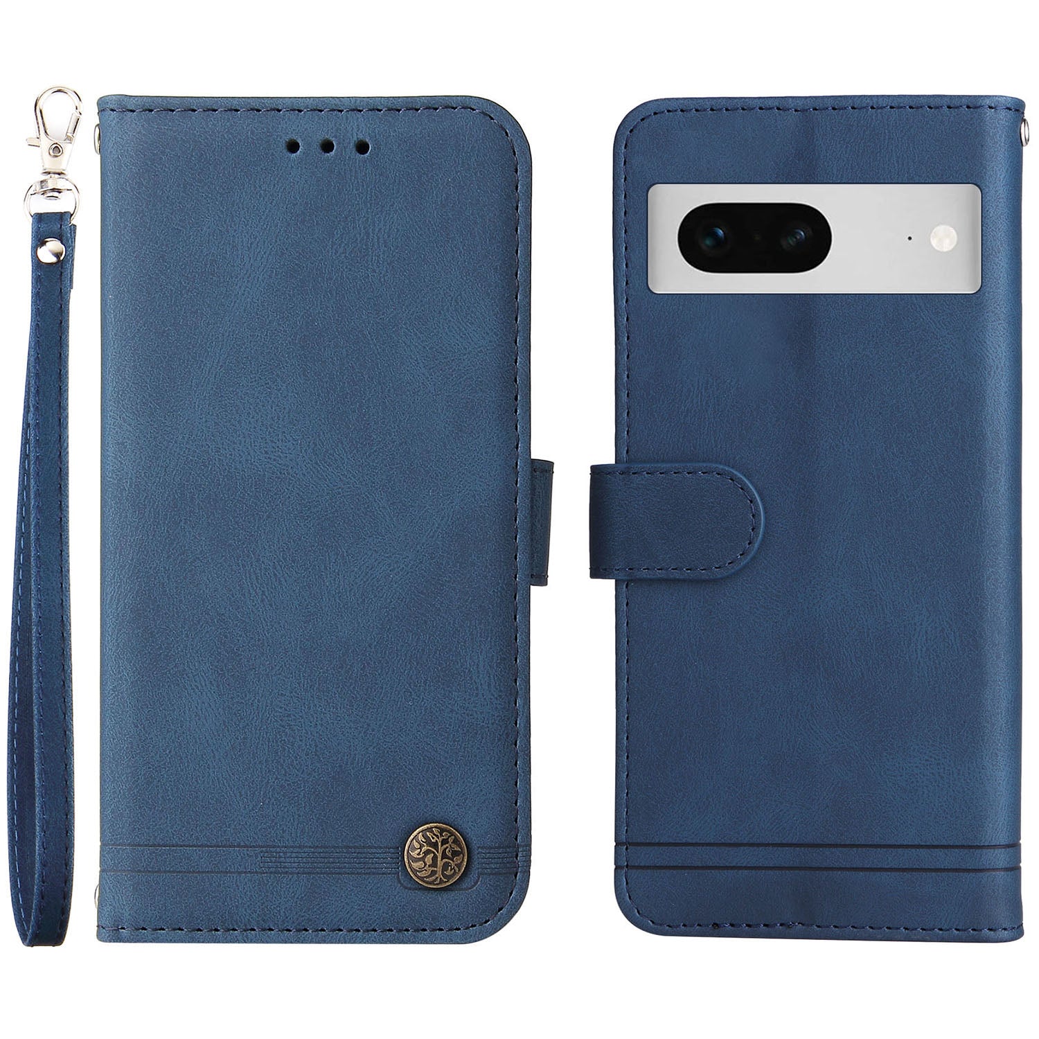 For Google Pixel 7 5G Anti-Scratch Phone Stand Case Wallet Imprinted Lines Stand Skin-touch Leather Cover