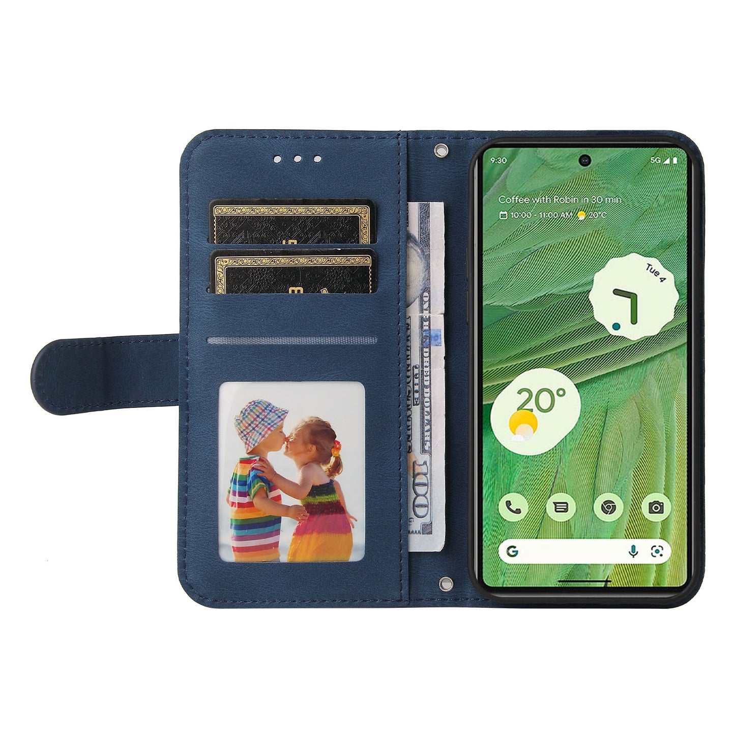 For Google Pixel 7 5G Anti-Scratch Phone Stand Case Wallet Imprinted Lines Stand Skin-touch Leather Cover