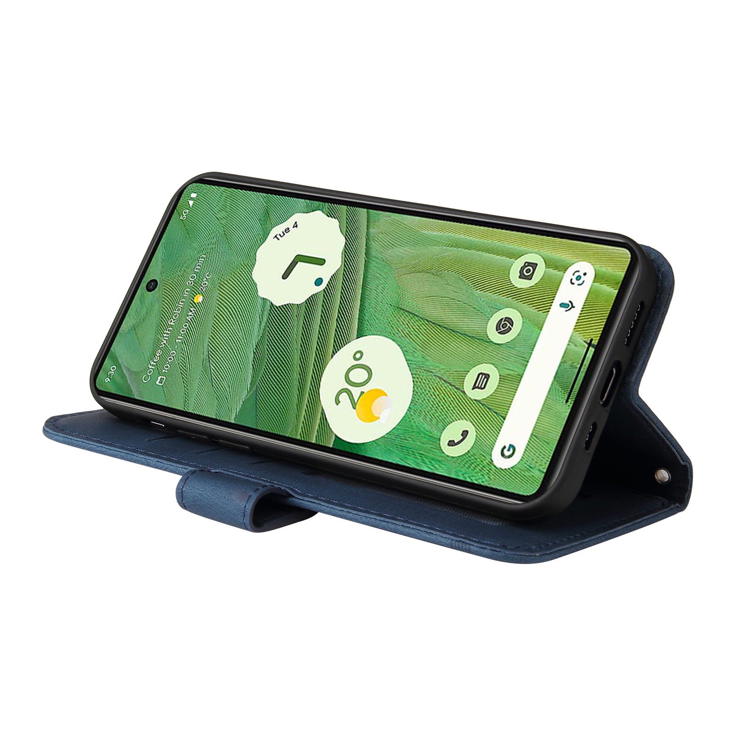 For Google Pixel 7 5G Anti-Scratch Phone Stand Case Wallet Imprinted Lines Stand Skin-touch Leather Cover