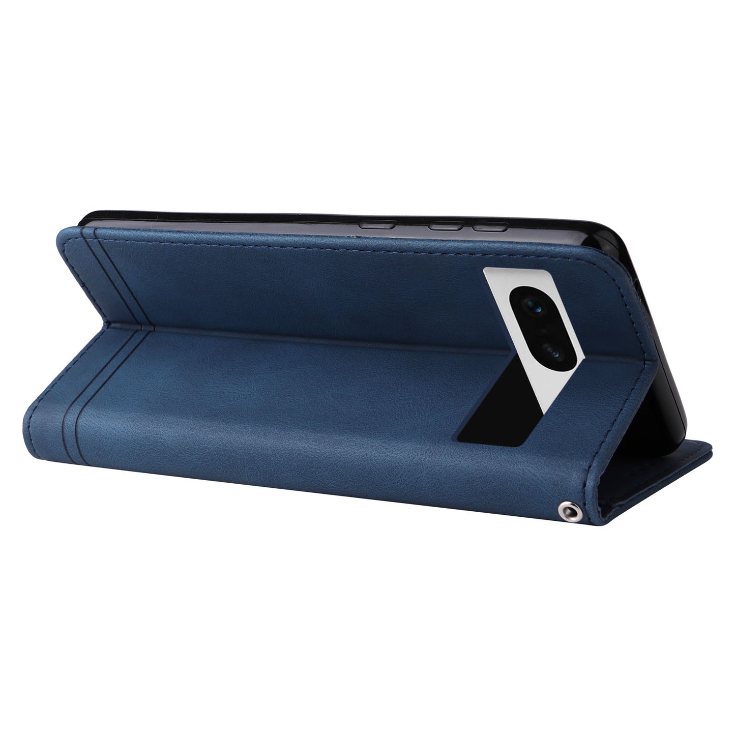 For Google Pixel 7 5G Anti-Scratch Phone Stand Case Wallet Imprinted Lines Stand Skin-touch Leather Cover