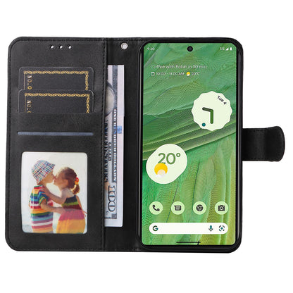 For Google Pixel 7 5G Calf Texture Phone Cover Wallet Stand Shockproof Case with Strap
