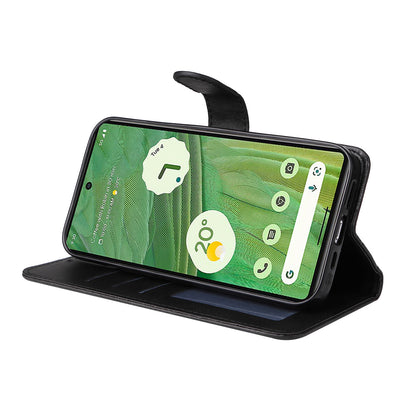 For Google Pixel 7 5G Calf Texture Phone Cover Wallet Stand Shockproof Case with Strap
