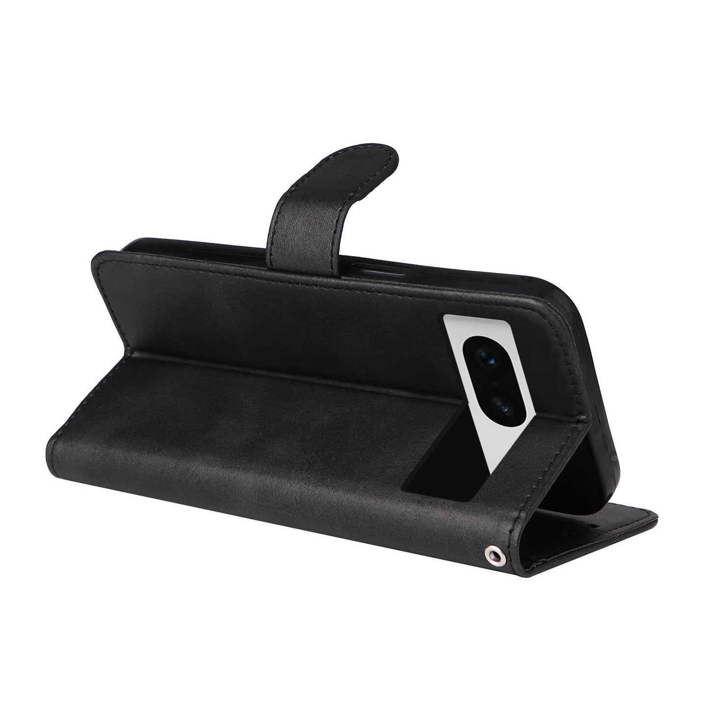 For Google Pixel 7 5G Calf Texture Phone Cover Wallet Stand Shockproof Case with Strap