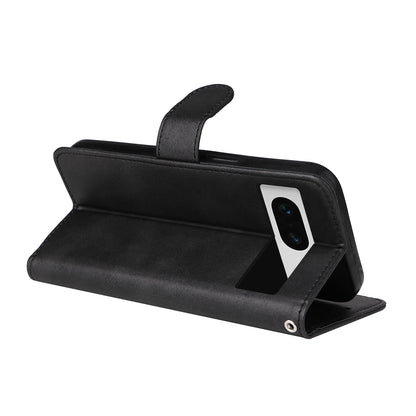 For Google Pixel 7 5G Calf Texture Phone Cover Wallet Stand Shockproof Case with Strap