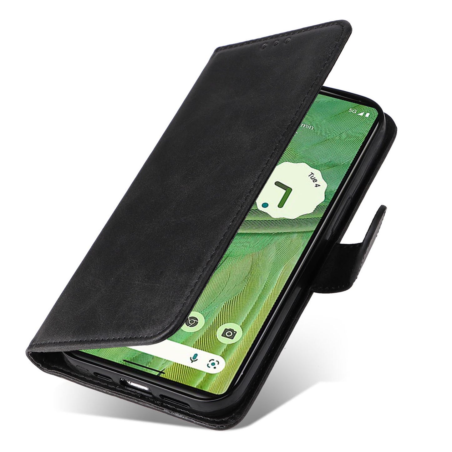 For Google Pixel 7 5G Calf Texture Phone Cover Wallet Stand Shockproof Case with Strap