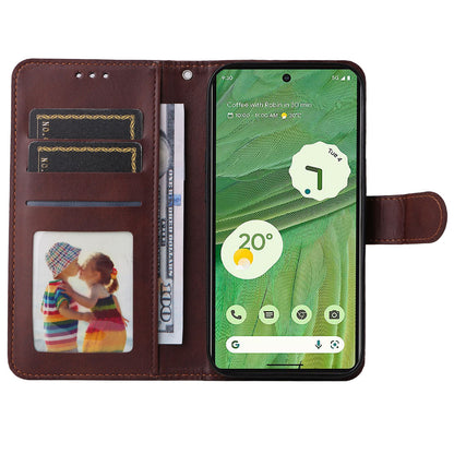 For Google Pixel 7 5G Calf Texture Phone Cover Wallet Stand Shockproof Case with Strap