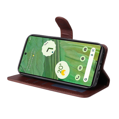 For Google Pixel 7 5G Calf Texture Phone Cover Wallet Stand Shockproof Case with Strap