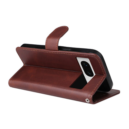 For Google Pixel 7 5G Calf Texture Phone Cover Wallet Stand Shockproof Case with Strap