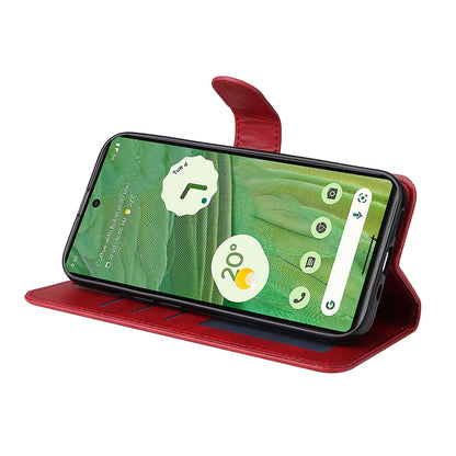 For Google Pixel 7 5G Calf Texture Phone Cover Wallet Stand Shockproof Case with Strap