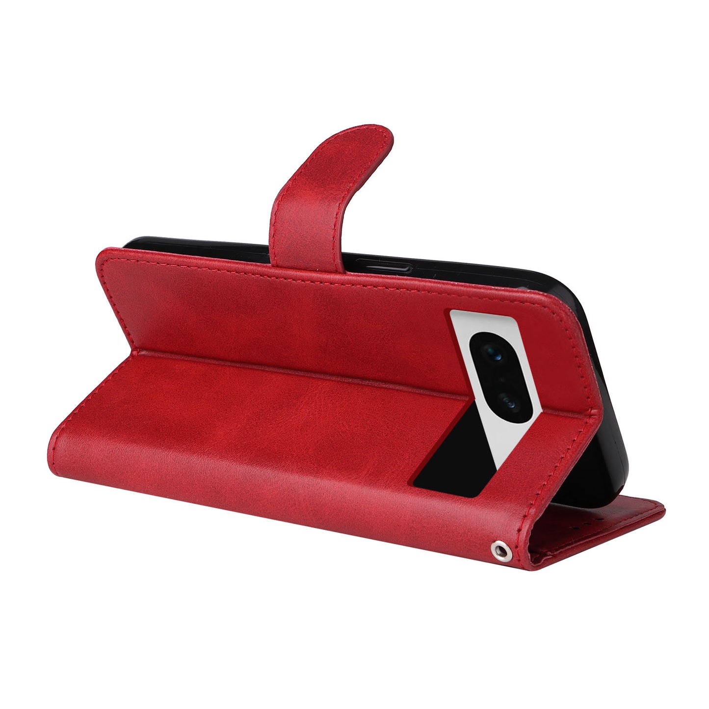 For Google Pixel 7 5G Calf Texture Phone Cover Wallet Stand Shockproof Case with Strap