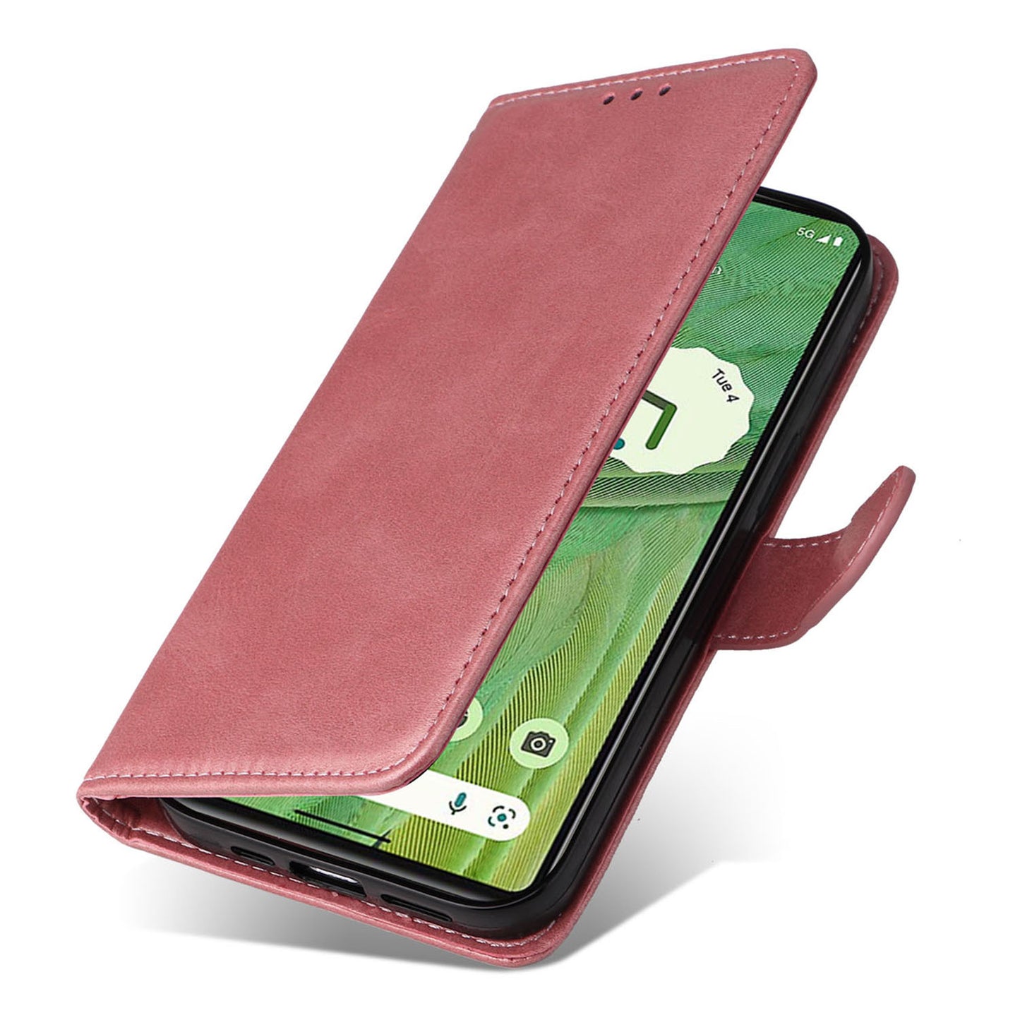 For Google Pixel 7 5G Calf Texture Phone Cover Wallet Stand Shockproof Case with Strap