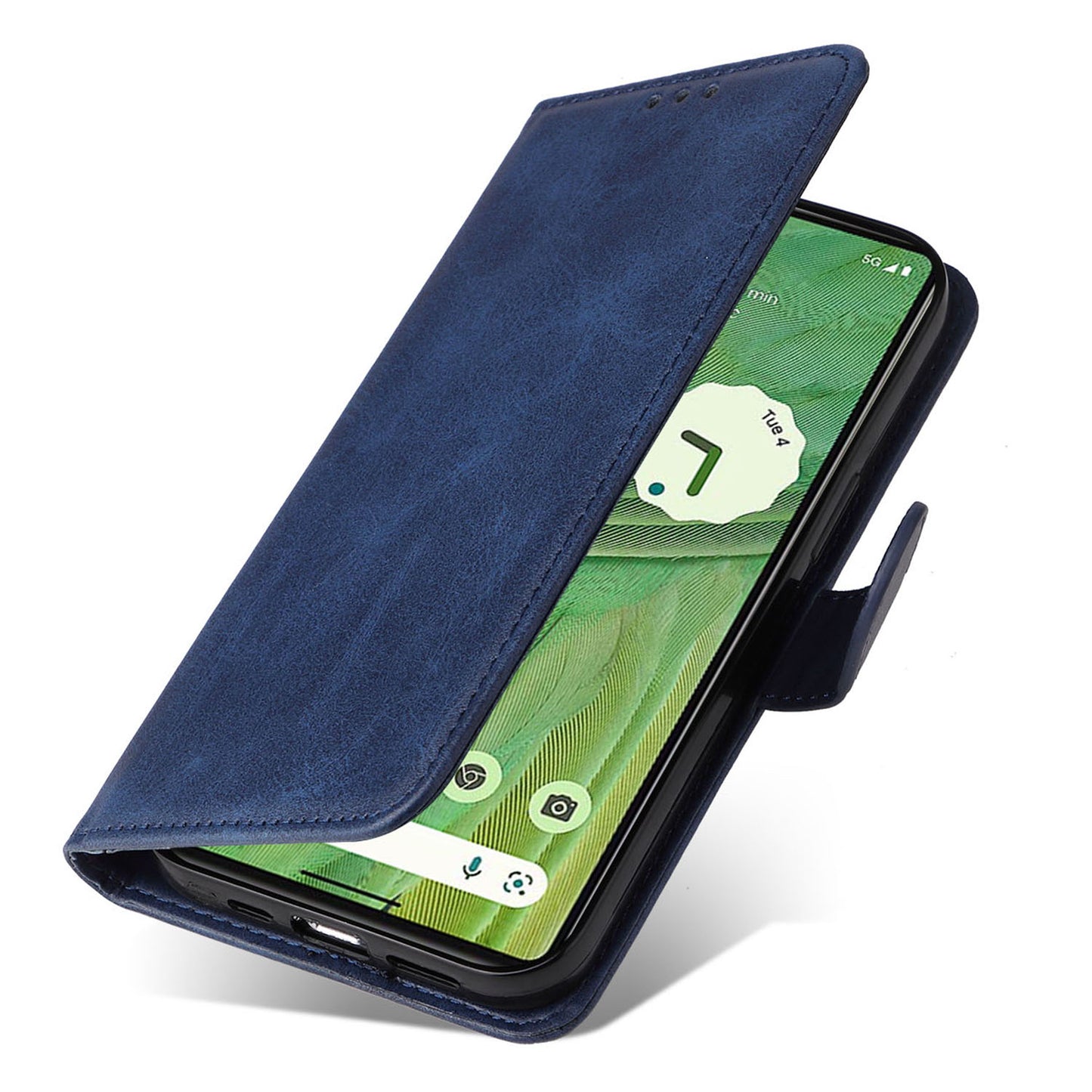 For Google Pixel 7 5G Calf Texture Phone Cover Wallet Stand Shockproof Case with Strap