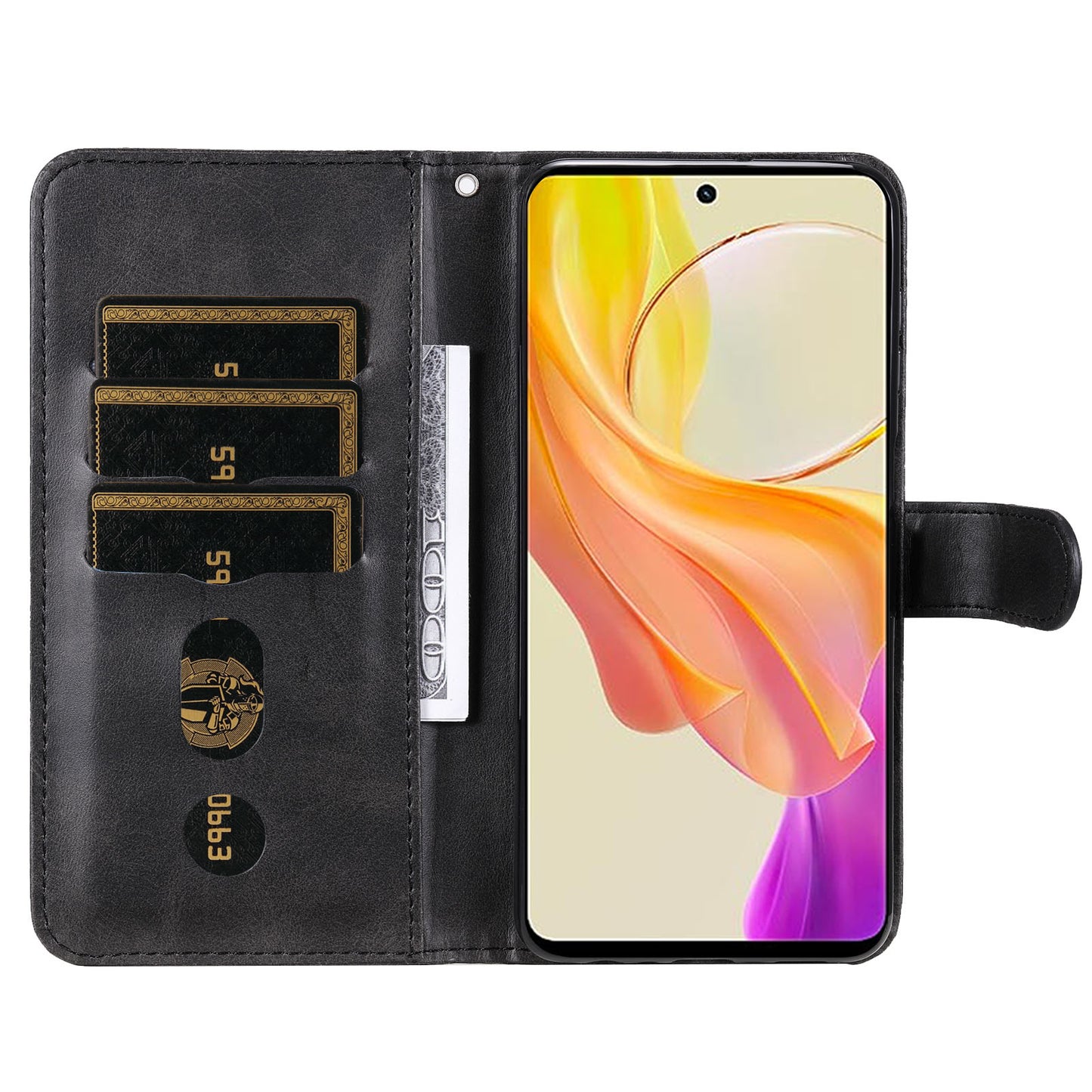 For vivo Y78 5G / Y78+ 5G Calf Texture Leather Anti-drop Stand Cover Zipper Pocket Wallet Phone Case