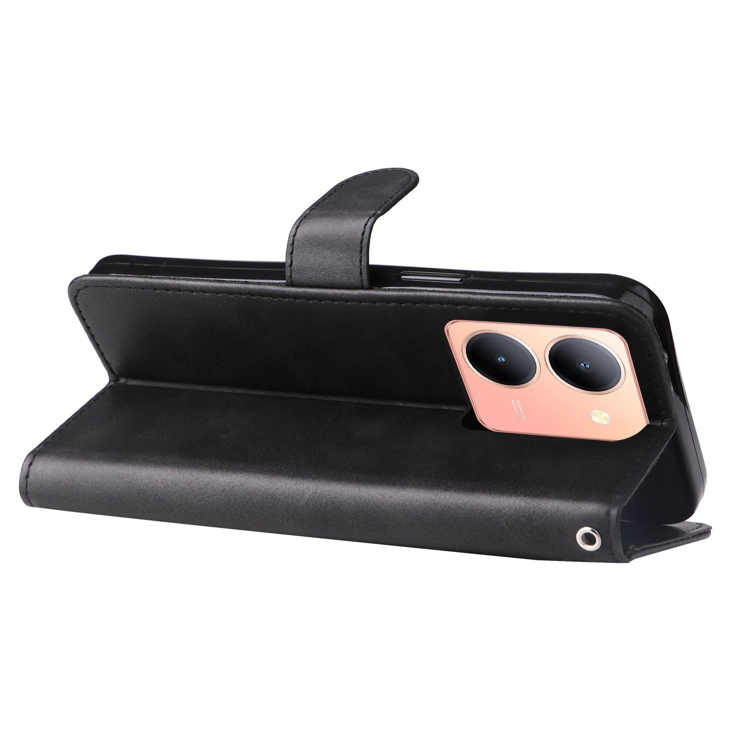 For vivo Y78 5G / Y78+ 5G Calf Texture Leather Anti-drop Stand Cover Zipper Pocket Wallet Phone Case