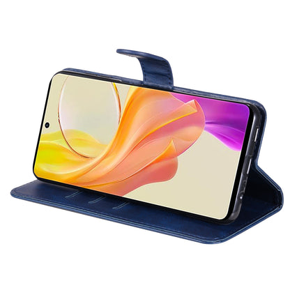 For vivo Y78 5G / Y78+ 5G Calf Texture Leather Anti-drop Stand Cover Zipper Pocket Wallet Phone Case