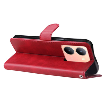 For vivo Y78 5G / Y78+ 5G Calf Texture Leather Anti-drop Stand Cover Zipper Pocket Wallet Phone Case