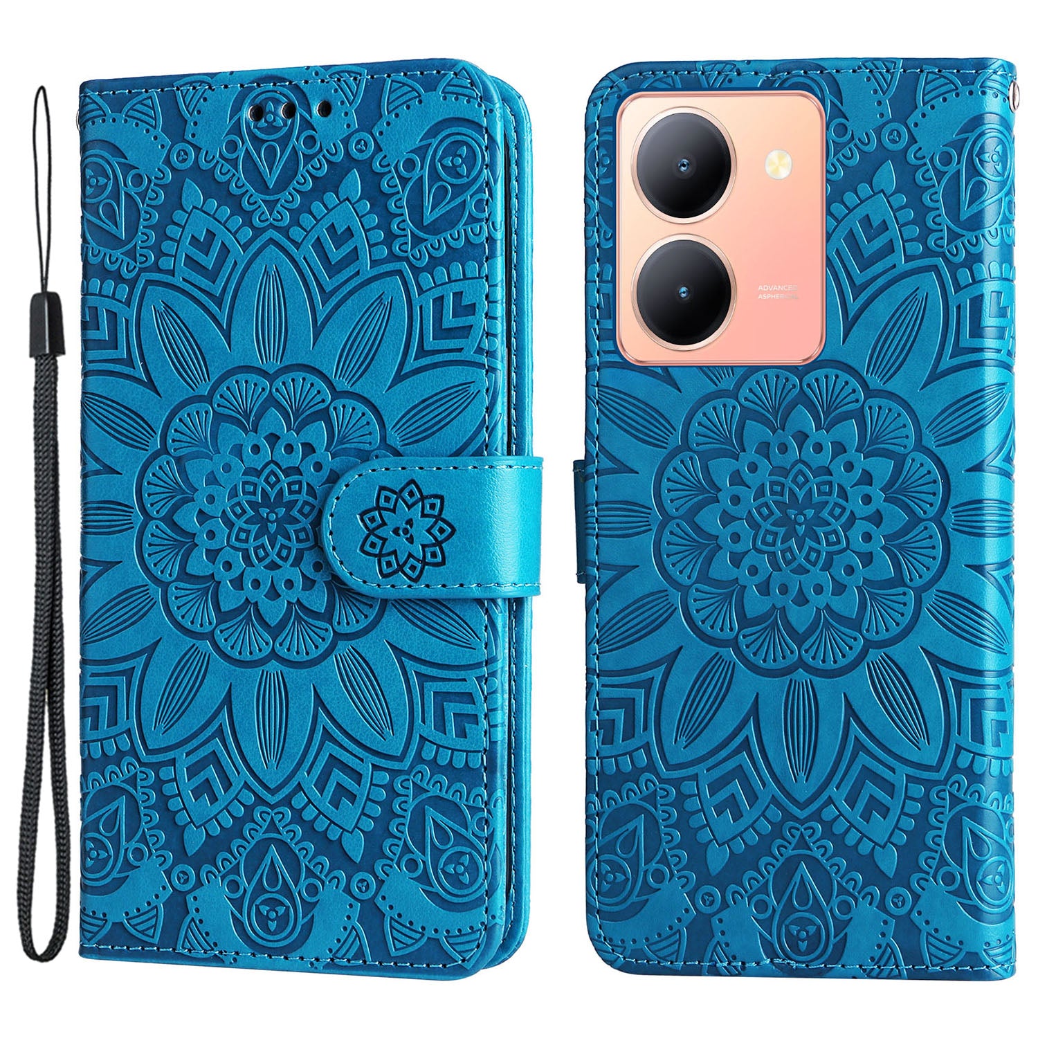 For vivo Y78+ 5G / Y78 5G Sunflower Imprinted Leather Wallet Case Phone Flip Stand Cover