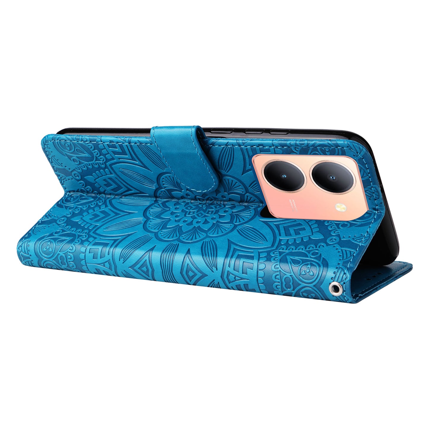 For vivo Y78+ 5G / Y78 5G Sunflower Imprinted Leather Wallet Case Phone Flip Stand Cover