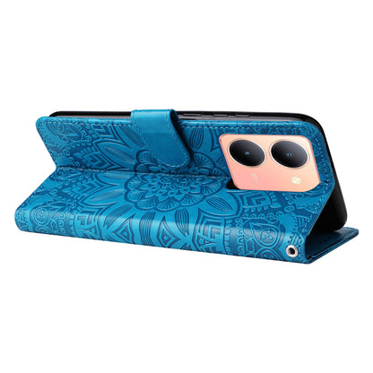 For vivo Y78+ 5G / Y78 5G Sunflower Imprinted Leather Wallet Case Phone Flip Stand Cover