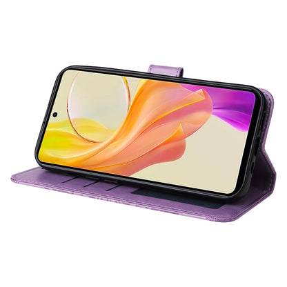 For vivo Y78+ 5G / Y78 5G Sunflower Imprinted Leather Wallet Case Phone Flip Stand Cover