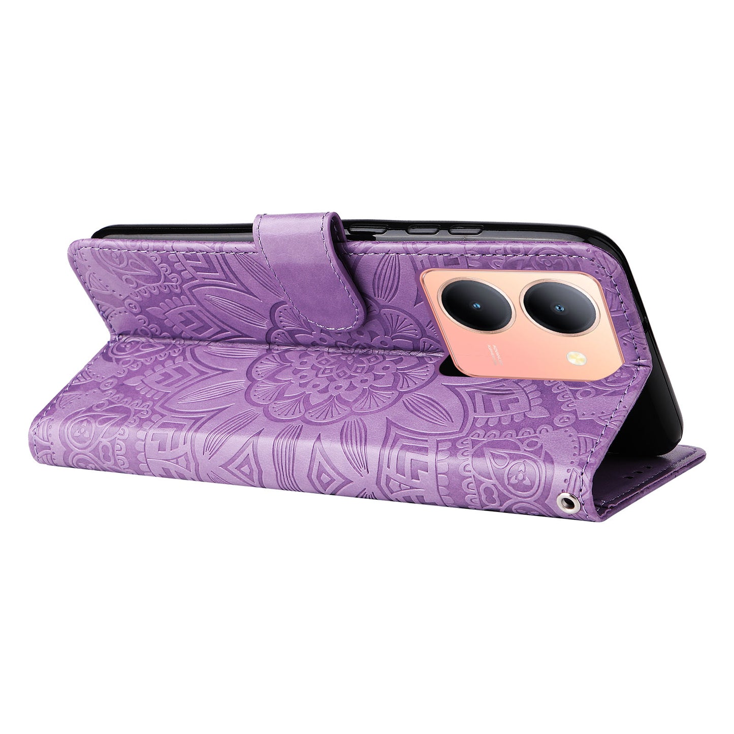 For vivo Y78+ 5G / Y78 5G Sunflower Imprinted Leather Wallet Case Phone Flip Stand Cover