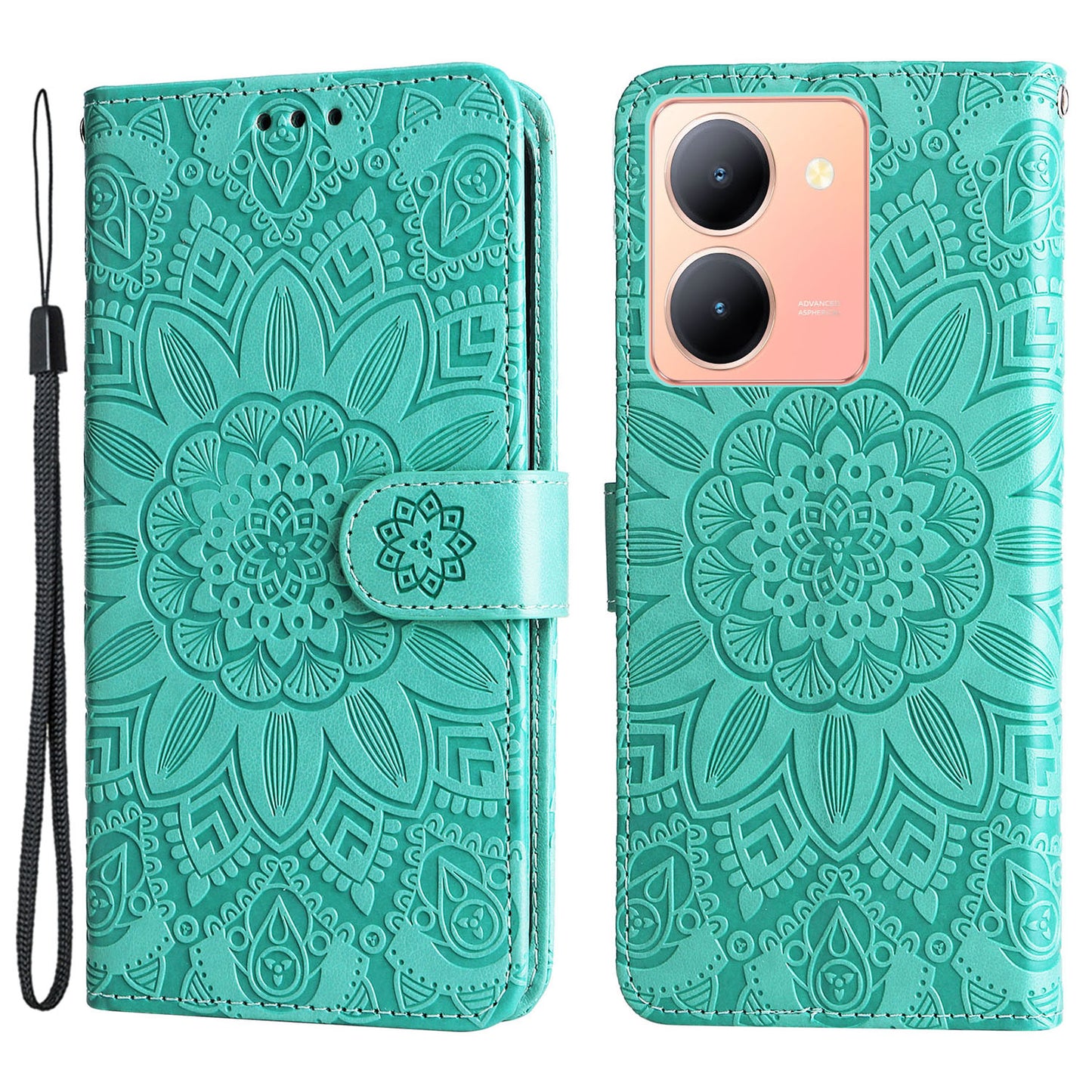 For vivo Y78+ 5G / Y78 5G Sunflower Imprinted Leather Wallet Case Phone Flip Stand Cover