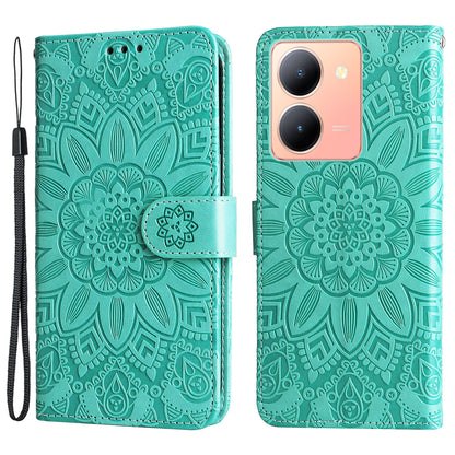 For vivo Y78+ 5G / Y78 5G Sunflower Imprinted Leather Wallet Case Phone Flip Stand Cover