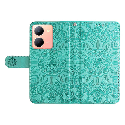 For vivo Y78+ 5G / Y78 5G Sunflower Imprinted Leather Wallet Case Phone Flip Stand Cover