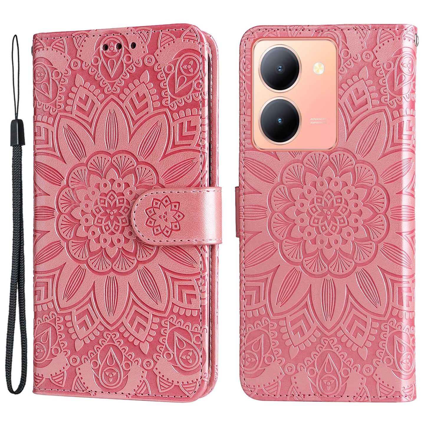 For vivo Y78+ 5G / Y78 5G Sunflower Imprinted Leather Wallet Case Phone Flip Stand Cover