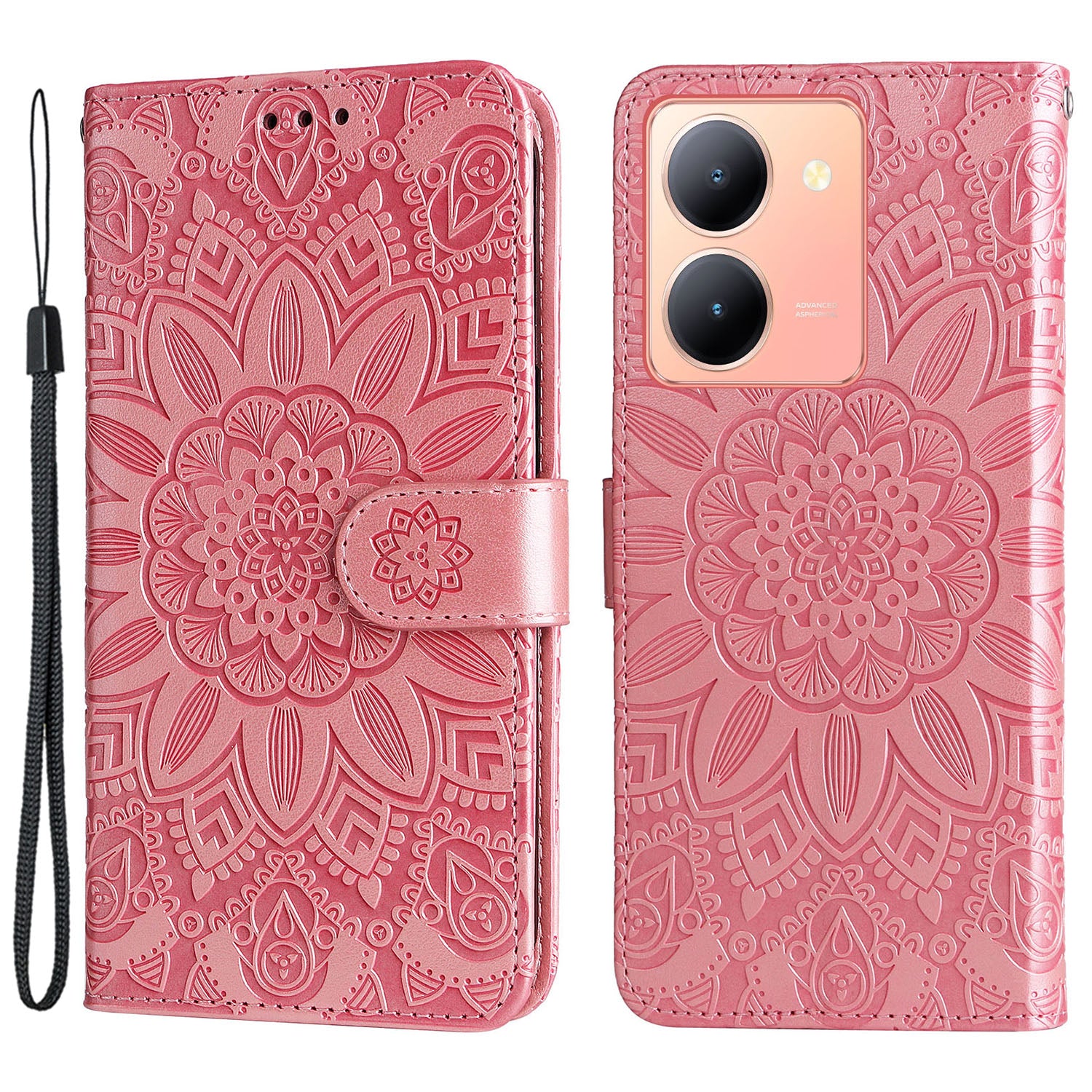 For vivo Y78+ 5G / Y78 5G Sunflower Imprinted Leather Wallet Case Phone Flip Stand Cover
