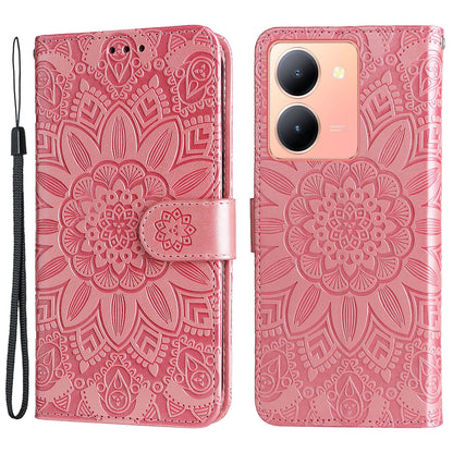 For vivo Y78+ 5G / Y78 5G Sunflower Imprinted Leather Wallet Case Phone Flip Stand Cover