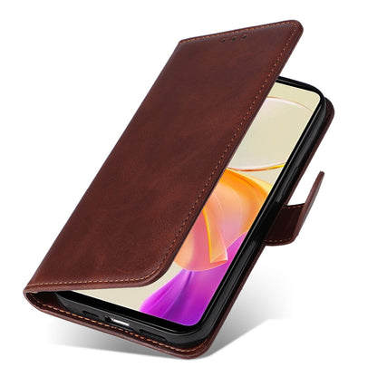 For vivo Y78+ 5G / Y78 5G Calf Texture Phone Cover Wallet Stand Cell Phone Case with Strap