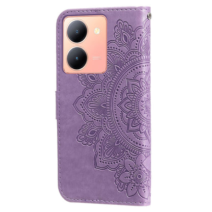 For vivo Y78+ 5G / Y78 5G Phone Case Flower Imprinting Phone Stand Wallet PU Leather Cover Shell