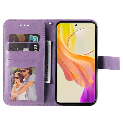 For vivo Y78+ 5G / Y78 5G Phone Case Flower Imprinting Phone Stand Wallet PU Leather Cover Shell