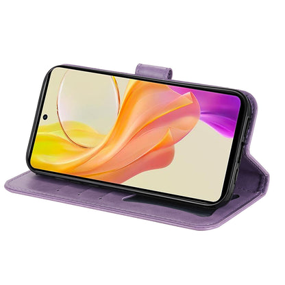 For vivo Y78+ 5G / Y78 5G Phone Case Flower Imprinting Phone Stand Wallet PU Leather Cover Shell