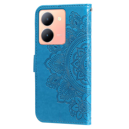 For vivo Y78+ 5G / Y78 5G Phone Case Flower Imprinting Phone Stand Wallet PU Leather Cover Shell