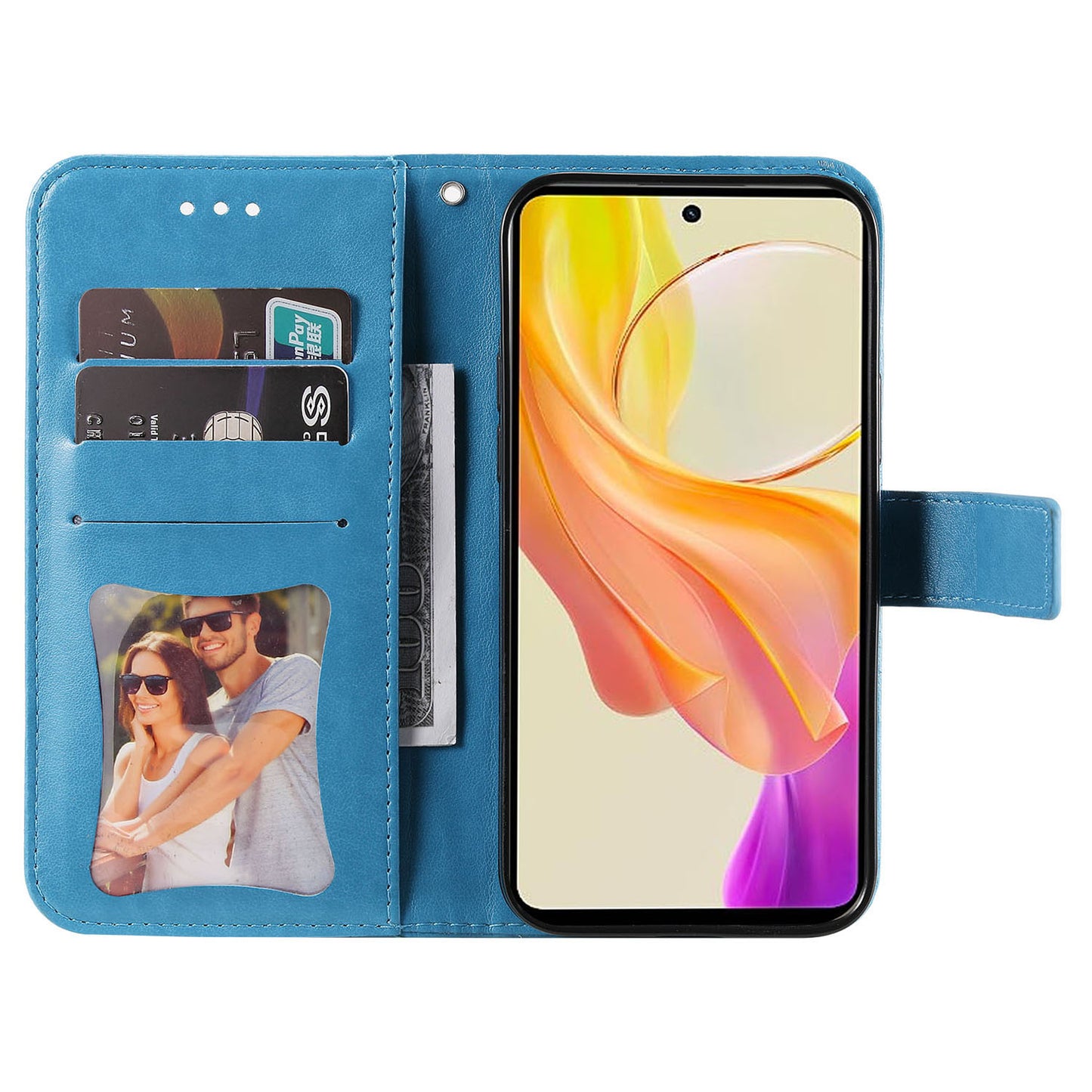 For vivo Y78+ 5G / Y78 5G Phone Case Flower Imprinting Phone Stand Wallet PU Leather Cover Shell