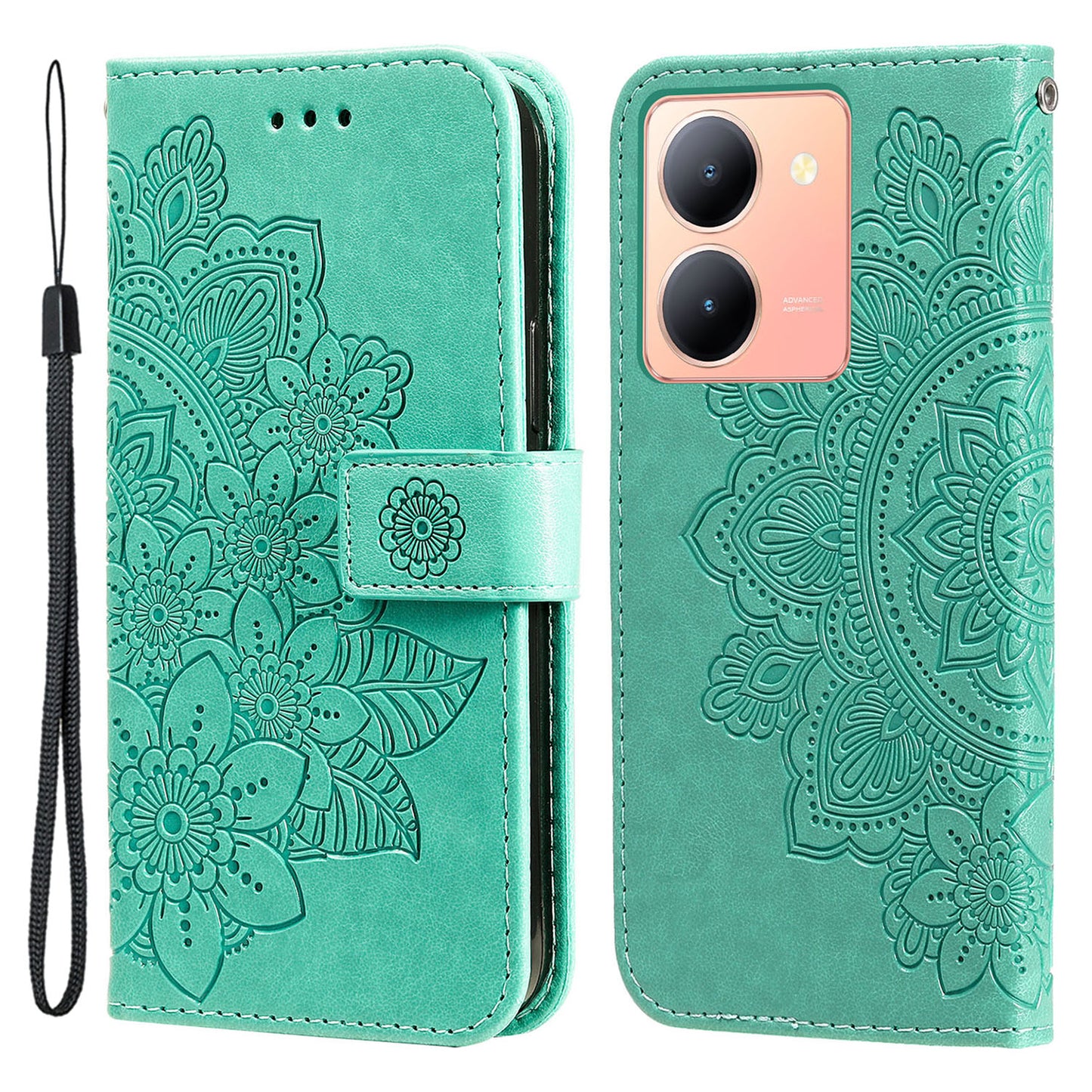 For vivo Y78+ 5G / Y78 5G Phone Case Flower Imprinting Phone Stand Wallet PU Leather Cover Shell