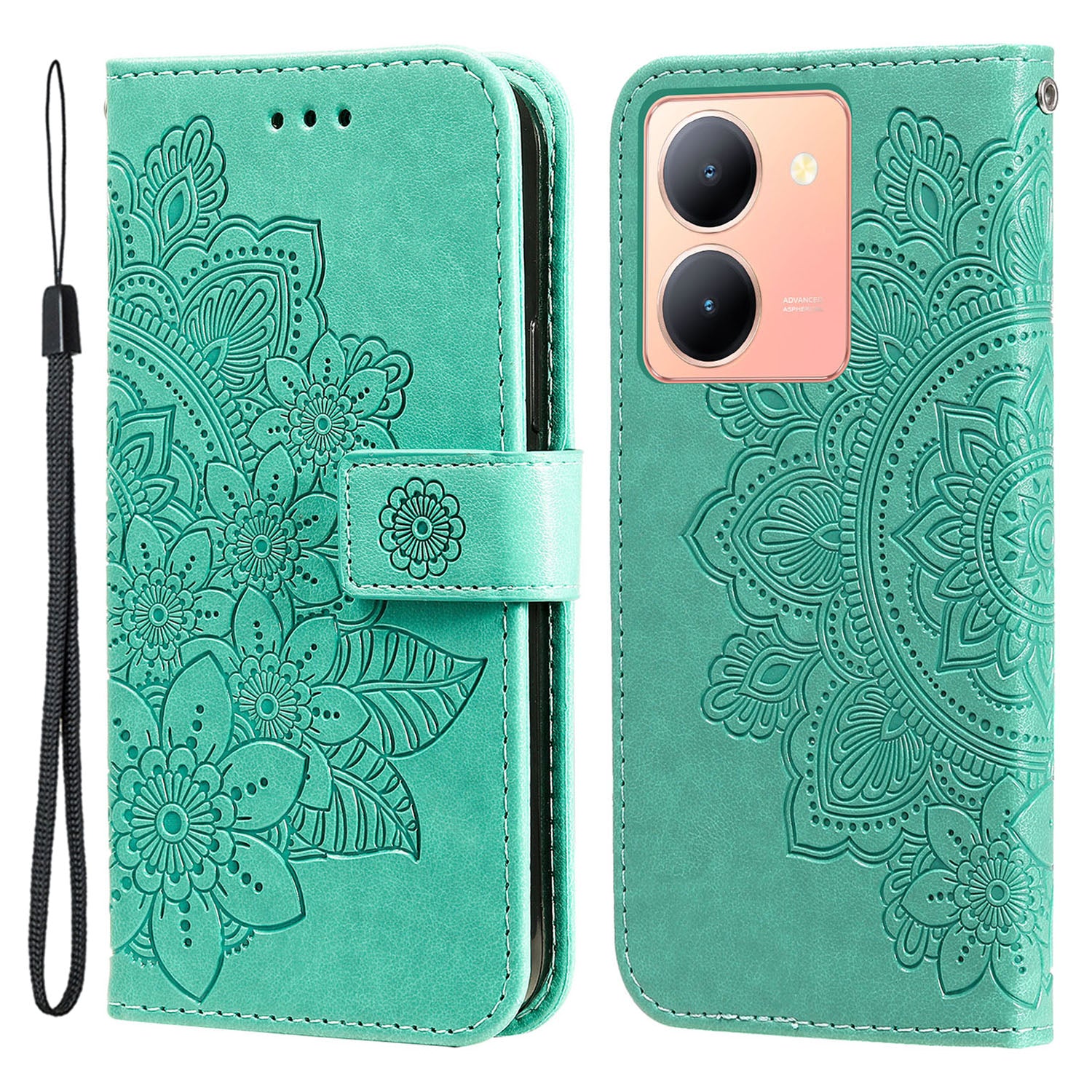 For vivo Y78+ 5G / Y78 5G Phone Case Flower Imprinting Phone Stand Wallet PU Leather Cover Shell