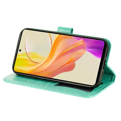 For vivo Y78+ 5G / Y78 5G Phone Case Flower Imprinting Phone Stand Wallet PU Leather Cover Shell